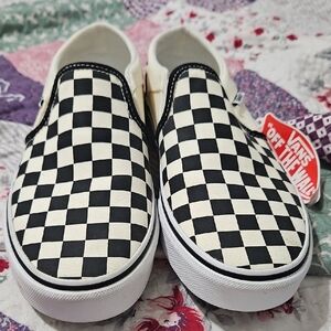 Vans Black and White Checkerboard Canvas Sneakers